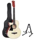 Alpha 38" Left-Handed Acoustic Guitar, Wooden Body, Steel Strings, Stand Included, Perfect for Left-Handed Players
