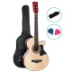 Alpha 38 Inch Acoustic Guitar, Laminated Linden, Wood Color, 96x36x8.5cm, Steel Strings, Full Size Cutaway Design