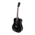 Alpha 41 Inch Acoustic Guitar, Laminated Linden Body, Black, Steel Strings, Dreadnought, with Stand & Accessories