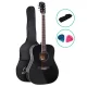 Alpha 41-Inch Acoustic Guitar, Laminated Linden, Black, Dreadnought, Steel Strings, Cutaway, with Accessories Included