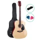 Alpha 41" Acoustic Guitar, Laminated Linden, Natural Wood, Dreadnought Cutaway, Steel Strings, Includes Strap & Picks