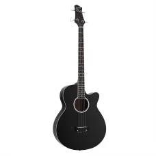 Alpha 43" Dreadnought Acoustic Bass Guitar, Black - 4-Band EQ, Steel Strings, Basswood Body, 22 Frets, Glossy Finish