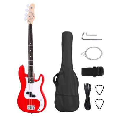 Alpha 47 Inch Electric Guitar Red – Basswood Body, Maple Neck, 21 Frets, Humbuckers, Gig Bag, Beginner Set