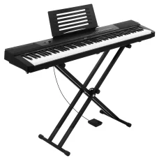 Alpha 88-Key Electronic Piano Keyboard with Stand & Sustain Pedal | Touch-Sensitive, MIDI-USB, Duet Mode