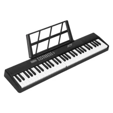 Alpha 61-Key Foldable Electronic Piano Keyboard, Touch-Sensitive, Black, Bluetooth, MIDI-USB, w/ Mic & Sustain Pedal
