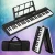 Alpha 61-Key Foldable Electronic Piano Keyboard, Touch-Sensitive, Black, Bluetooth, MIDI-USB, w/ Mic & Sustain Pedal