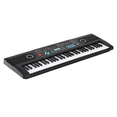 Alpha 61-Key Black Digital Piano Keyboard for Kids with LED Display, 100 Rhythms, 100 Tones, and Microphone Included