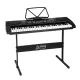Alpha 61-Key Electronic Piano Keyboard, Digital Electric, Black, Beginner-Friendly w/ Stand & LED Display