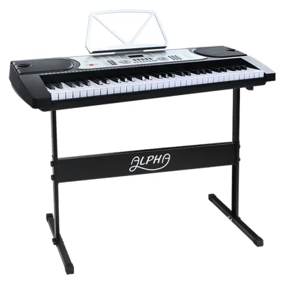 Alpha 61-Key Electronic Piano Keyboard, Silver, Beginner-Friendly, with Stand, LED Display, 255 Rhythms & Timbers