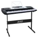 Alpha 61-Key Electronic Piano Keyboard, Silver, Beginner-Friendly, with Stand, LED Display, 255 Rhythms & Timbers