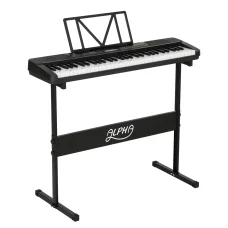 Alpha 61-Key Electronic Piano Keyboard, Touch-Sensitive, Black, with Stand, 300 Rhythms, 430 Timbres, LED Display