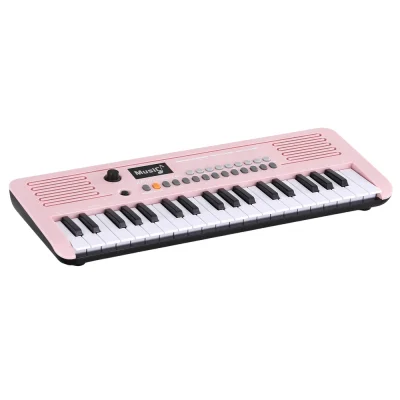 Alpha 37-Key Digital Piano Keyboard for Kids Beginners - Pink, Portable, with 3-Step Lessons, USB-C & Battery Powered