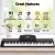 Alpha 88 Keys Digital Piano Keyboard, Semi-Weighted, 800 Timbres, 600 Rhythms, Stand, MIDI, Bluetooth, Black