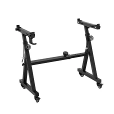 Alpha Heavy Duty Adjustable Z-Shape Piano Stand Black, Metal Frame, Lockable Wheels, 59-89cm Width, 62-92cm Height