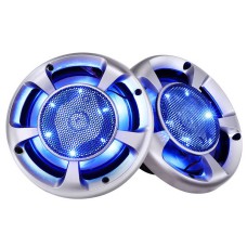Giantz Set of 2 6.5-Inch LED Car Speakers, 500W Max Power, 3-Way Audio, Blue Light, White, Universal Fit