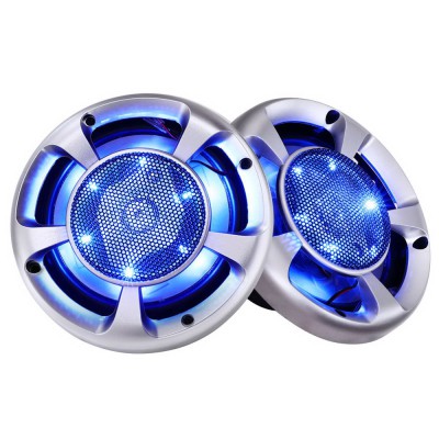 Giantz Set of 2 6.5-Inch LED Car Speakers, 500W Max Power, 3-Way Audio, Blue Light, White, Universal Fit