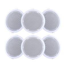 Giantz 6 Inch Ceiling Speakers 6 Pack, 80W In-Wall Home Audio, ABS Enclosure, Easy Install, Space-Saving Design