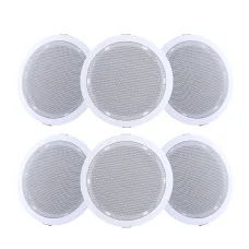Giantz 6 Inch Ceiling Speakers 6 Pack, 80W In-Wall Home Audio, ABS Enclosure, Easy Install, Space-Saving Design