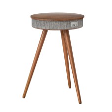 Artiss Crewe Smart Coffee Table, MDF & Rubberwood, 38.5cm x 60cm, Walnut/Grey, Wireless Charging & Bluetooth Speaker