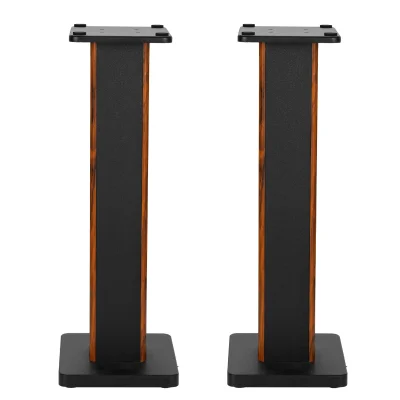 Alpha Speaker Stands, MDF, 70cm, Black/Wood, 60kg Capacity, Anti-Slip, Sand-Fillable, Easy Assembly, 2pcs Set