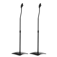 Alpha Speaker Stand Set, Steel, Adjustable 75-112cm, Black, Surround Sound, Studio & Home, Concealed Cable Management