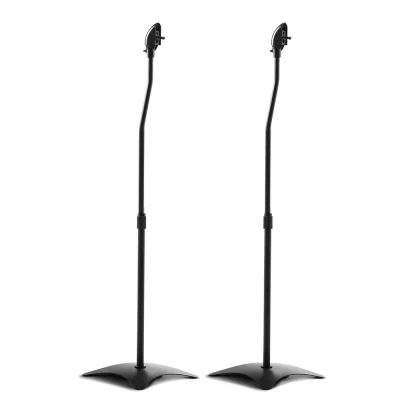 Alpha Speaker Stand Set, Steel, Adjustable 75-112cm, Black, Surround Sound, Studio & Home, Concealed Cable Management