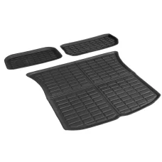 Weisshorn Tesla Model Y 2021-2024 Rear Well and Front Cargo Boot Liner Set, TPR Rubber, Custom Fit, Black, 3 Piece