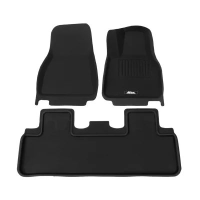 Weisshorn Tesla Model Y Rubber Floor Mats Set 2021-2024 - Custom Fit, Non-Slip, Durable TPR, Easy to Clean, Black