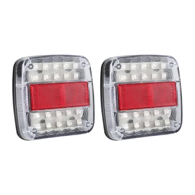 Giantz Pair 26 LED Tail Lights 12V 10x10cm IP68 Waterproof Stop Reverse Indicator for Ute Trailer Truck