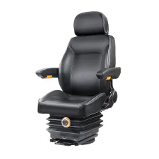 Giantz Universal Tractor Seat Black PU Leather, Adjustable Suspension, Headrest, Armrests for Forklift/Excavator