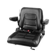 Giantz Universal Tractor Seat with Suspension, PU Leather, Adjustable Armrests & Backrest for Heavy Machinery
