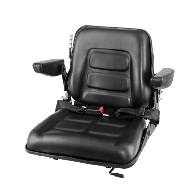 Giantz Universal Tractor Seat with Suspension, PU Leather, Adjustable Armrests & Backrest for Heavy Machinery