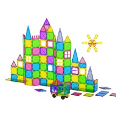 Keezi 60pcs Kids Magnetic Tiles Building Set - BPA-Free, Safe Educational Toy for Ages 3+, Includes Storage Box