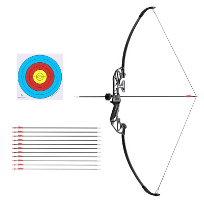 Everfit 55lbs Recurve Bow and Arrow Set for Beginners, 135cm Aluminium Alloy Handle, 12 Fibreglass Arrows, Red