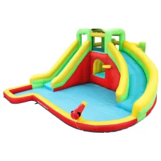 Doctor Dolphin Kids Inflatable Water Slide Park - 575x445cm, PVC, 2 Slides, Trampoline, Climbing Wall & Water Cannon Doctor Dolphin Kids Inflatable Water Slide Park - 575x445cm, PVC, 2 Slides, Trampoline, Climbing Wall & Water Cannon