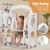 Keezi 4-in-1 Kids Slide Swing Set with Basketball Hoop, Football, Telescope, HDPE, 132cm, Grey Outdoor Playset