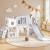 Keezi 3-in-1 Kids Slide Swing Set with Ball Hoop, Telescope and Storage, HDPE Outdoor Play Centre, 176x147x97cm