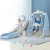 Keezi 3-in-1 Kids Slide Swing Set with Basketball Hoop – 170cm Long Slide, Non-Toxic Material, Easy Assembly, Blue
