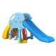 Keezi 5-in-1 Kids Slide Set with Basketball Hoop, Baseball Bat, Rock Climbing & Football Goal, 120cm, Blue/Yellow