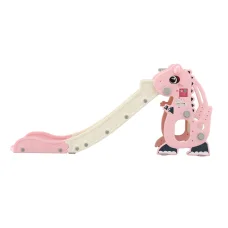 Keezi Kids 3-in-1 Dragon Slide Set with Basketball Hoop, 125cm Pink Slide, High-Density Polyethylene, Ages 3-7