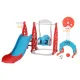 Keezi 6-in-1 Kids Slide Swing Set with Basketball Hoops & Football Goal, Durable HDPE, 140cm, Red & Blue, Outdoor Play