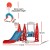 Keezi 6-in-1 Kids Slide Swing Set with Basketball Hoops & Football Goal, Durable HDPE, 140cm, Red & Blue, Outdoor Play