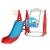 Keezi 6-in-1 Kids Slide Swing Set with Basketball Hoops & Football Goal, Durable HDPE, 140cm, Red & Blue, Outdoor Play