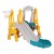 Keezi 3-in-1 Kids Slide Swing Set with Basketball Hoop, Durable Non-Toxic Material, 140cm Adjustable, Green/Yellow