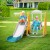 Keezi 3-in-1 Kids Slide Swing Set with Basketball Hoop, Durable Non-Toxic Material, 140cm Adjustable, Green/Yellow