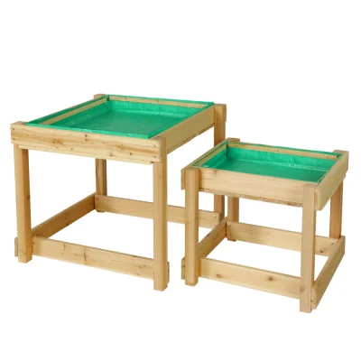 Keezi Kids Wooden Sandpit & Water Table Set - Durable Fir Wood, Eco-Friendly, 101cm, Outdoor Play for Ages 3+
