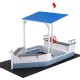 Keezi Kids Sandpit Boat with Canopy—Durable Timber, UV Protection, Adjustable Sand Depth, 210x110x159cm, Ages 3-6