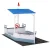 Keezi Kids Sandpit Boat with Canopy—Durable Timber, UV Protection, Adjustable Sand Depth, 210x110x159cm, Ages 3-6