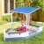 Keezi Kids Sandpit Boat with Canopy—Durable Timber, UV Protection, Adjustable Sand Depth, 210x110x159cm, Ages 3-6
