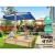Keezi Kids Wooden Sandpit with Adjustable Canopy & Bench, 101cm Fir Wood Sandbox, UV & Water Resistant, Safe Play
